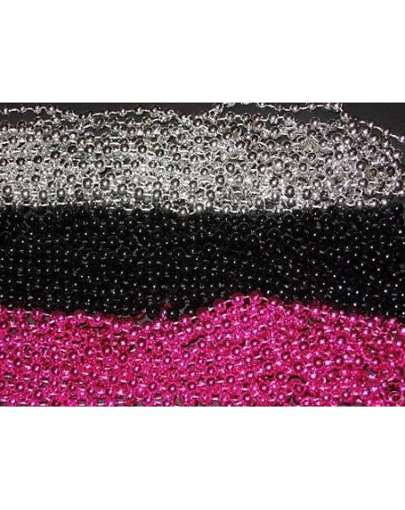Party Favors 36 (3 Dozen) Pink/Black/Silver Mardi GRAS Beads-Party - CW12IOU6Y5T $16.93