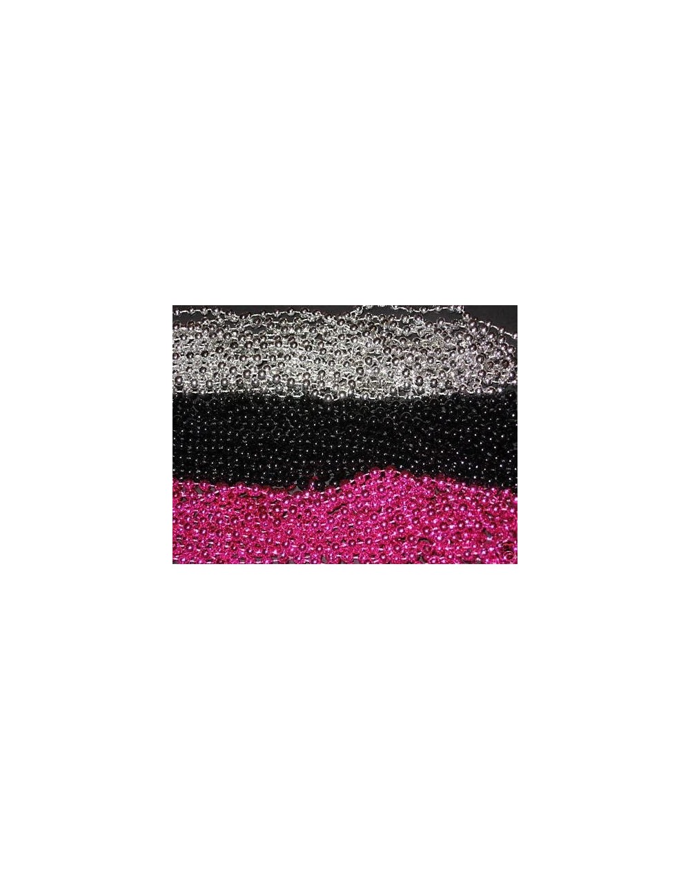 Party Favors 36 (3 Dozen) Pink/Black/Silver Mardi GRAS Beads-Party - CW12IOU6Y5T $16.93