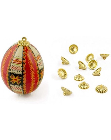 Ornaments 12 Gold Tone Ornament Caps - Egg Top Findings - C312D3FBLC1 $20.97