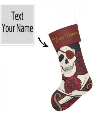 Stockings & Holders Christmas Stocking Custom Personalized Name TextRed Rose Skull for Family Xmas Party Decoration Gift 17.5...