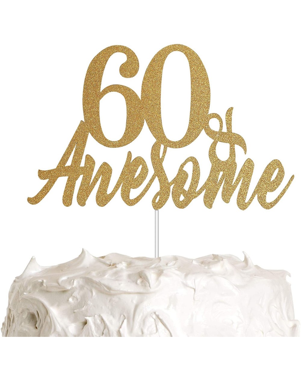 Cake & Cupcake Toppers 60 Awesome Cake Topper- 60th Birthday Cake Topper- 60th Anniversary Cake Topper- Happy Birthday/Annive...