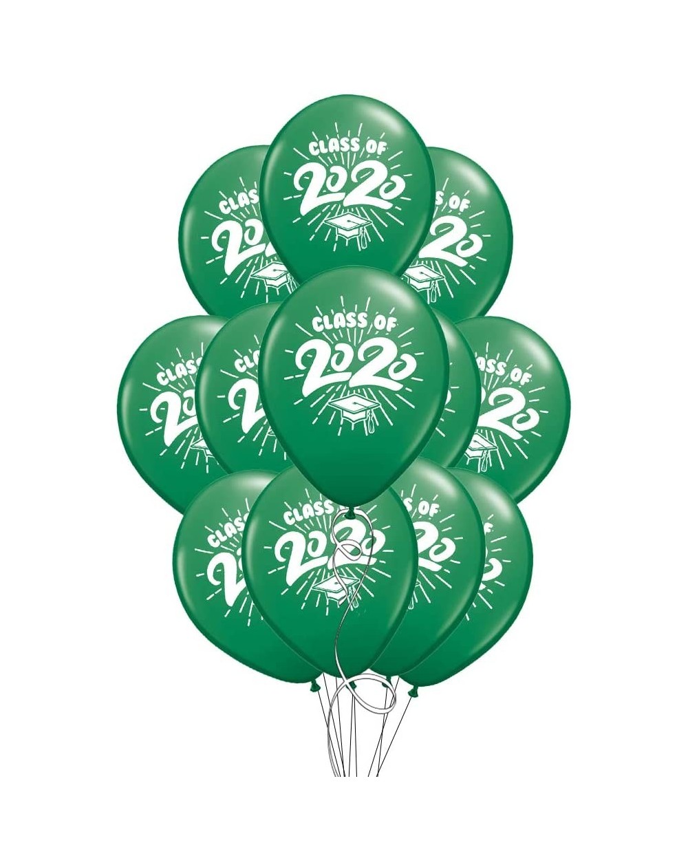 Balloons School Colors Graduation 11" Latex Balloons - Pack of 12 (2020- Green) - Green - CN1950R9NCM $12.56