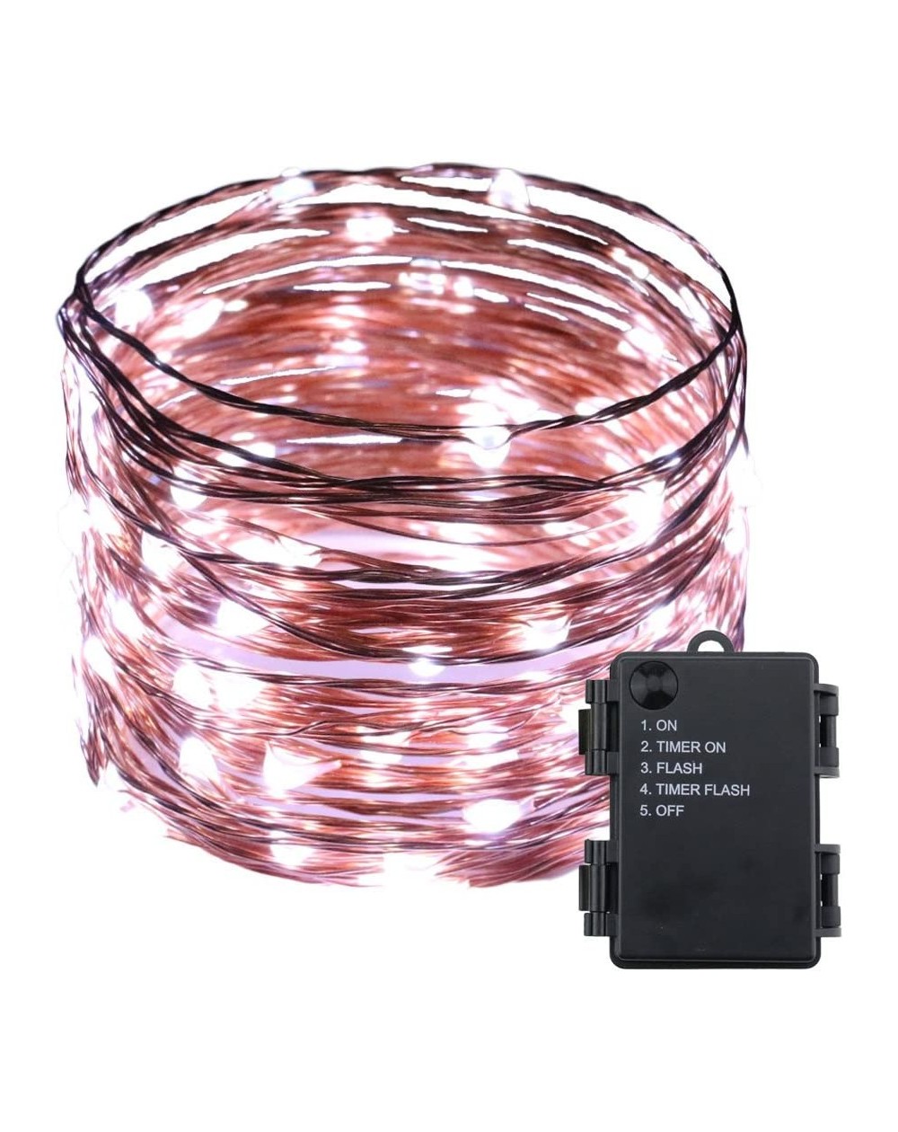 Outdoor String Lights Battery Powered LED String Lights- 33FT 100 LED Waterproof Copper Wire Decorative Starry Fairy Lights w...