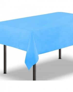 Tablecovers [10 Pack] Light Blue Plastic Tablecloth 54 x 108 Inch - Rectangle Table Cloth / Reusable Cover- Disposable Tablec...
