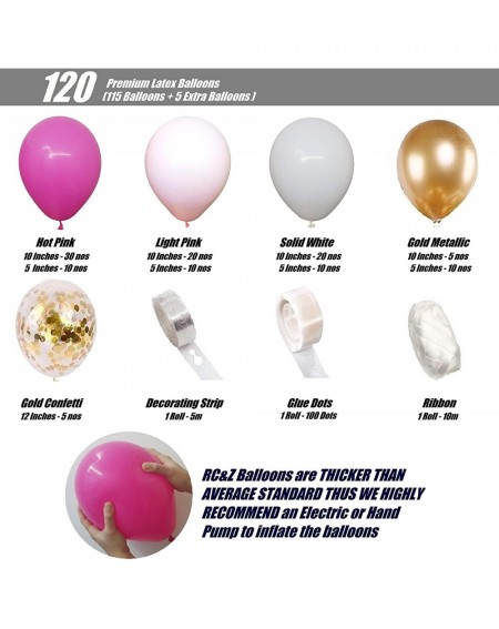 Balloons Pink Balloon Garland Arch Kit - 120 DIY Hot Pink- Light Pink- White- Gold Metallic and Confetti Latex Balloons for B...