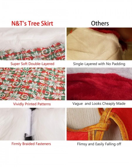 Tree Skirts Plush Christmas Tree Skirt Trimmed with Faux Fur 48 Inches- Xmas Tree Skirt Double-Layered for Christmas Decorati...