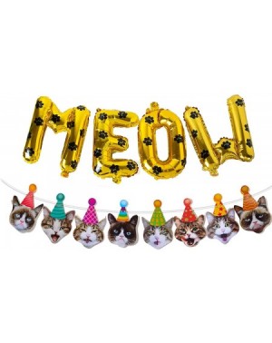 Favors 30pcs Grumpy Cat Party Supplies Cat Banner-Meow Letter Gold Balloons with Paw Print-24Pcs Grumpy Cat Cake Cupcake Topp...