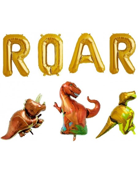 Balloons 16" Roar Gold Letter Balloons with 3 Dinosaur Balloons for Dinosaur Birthday Theme - C418HY7LM2Y $19.87