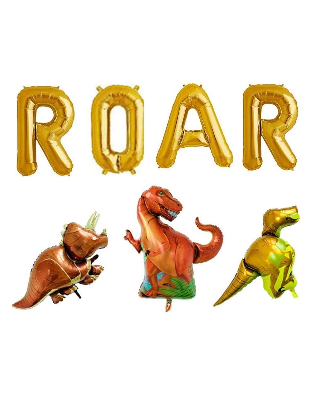 Balloons 16" Roar Gold Letter Balloons with 3 Dinosaur Balloons for Dinosaur Birthday Theme - C418HY7LM2Y $9.41