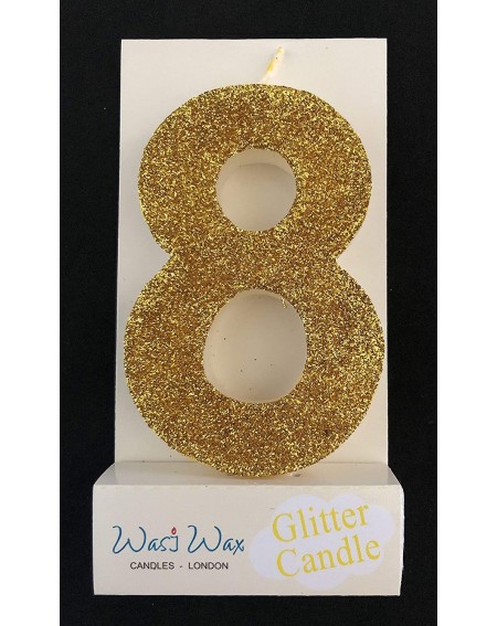 Cake Decorating Supplies Ultra Sparkle Gold Glitter Birthday Number 8 Candle - Cake Topper - 3.25" (8.25cm) - Nr 8 - 8 - CP19...