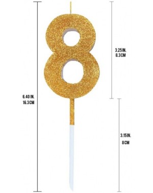 Cake Decorating Supplies Ultra Sparkle Gold Glitter Birthday Number 8 Candle - Cake Topper - 3.25" (8.25cm) - Nr 8 - 8 - CP19...