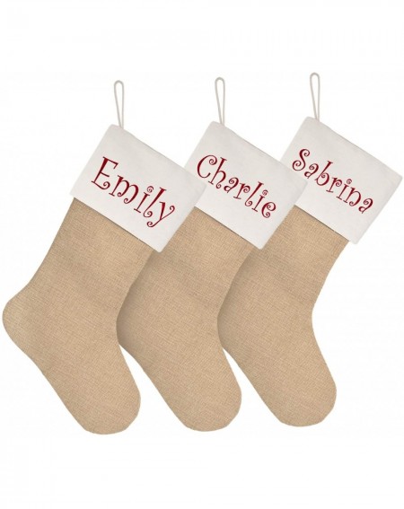 Stockings & Holders Personalized Christmas Stockings Set of 3 Ivory Large Plain DIY Xmas Holiday Fireplace Hanging Decoration...