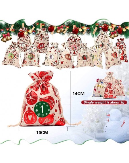 Advent Calendars Christmas Advent Calendars 2020- 24 Fabric Bags 2020 Christmas Countdown Burlap Bags with Drawstring- Fillab...