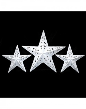 Ornaments WHITE LACY METAL BARN STAR SET - 2 x 12" 1 x 18" rustic cut out style country indoor outdoor Christmas home decor. ...
