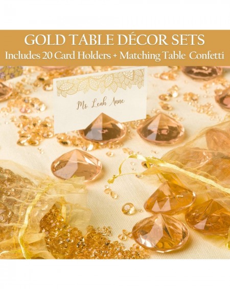 Party Games & Activities GOLD Diamond Table Number Holder & Place Card Holder (20 Pieces) and Diamond Table Confetti (with ov...