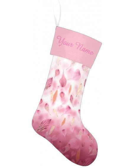 Stockings & Holders Christmas Stocking Custom Personalized Name Text Pink Florals Petals for Family Xmas Party Decor Gift 17....