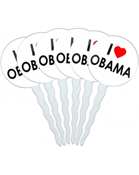 Cake & Cupcake Toppers Set of 6 Cupcake Picks Toppers Decoration I Love Heart - Obama - Obama - CD12J8HCL31 $17.93
