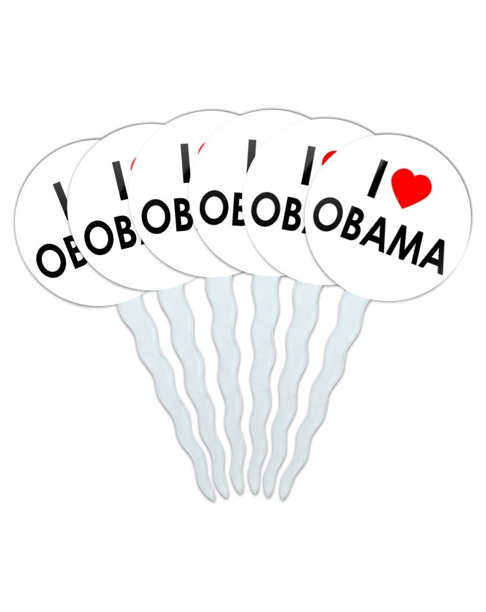 Cake & Cupcake Toppers Set of 6 Cupcake Picks Toppers Decoration I Love Heart - Obama - Obama - CD12J8HCL31 $7.41