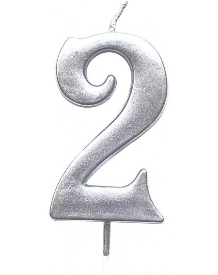 Cake Decorating Supplies Silver 2nd Birthday Numeral Candle- Number 2 Cake Topper Candles Party Decoration for Girl Or Boy - ...