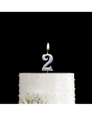 Cake Decorating Supplies Silver 2nd Birthday Numeral Candle- Number 2 Cake Topper Candles Party Decoration for Girl Or Boy - ...