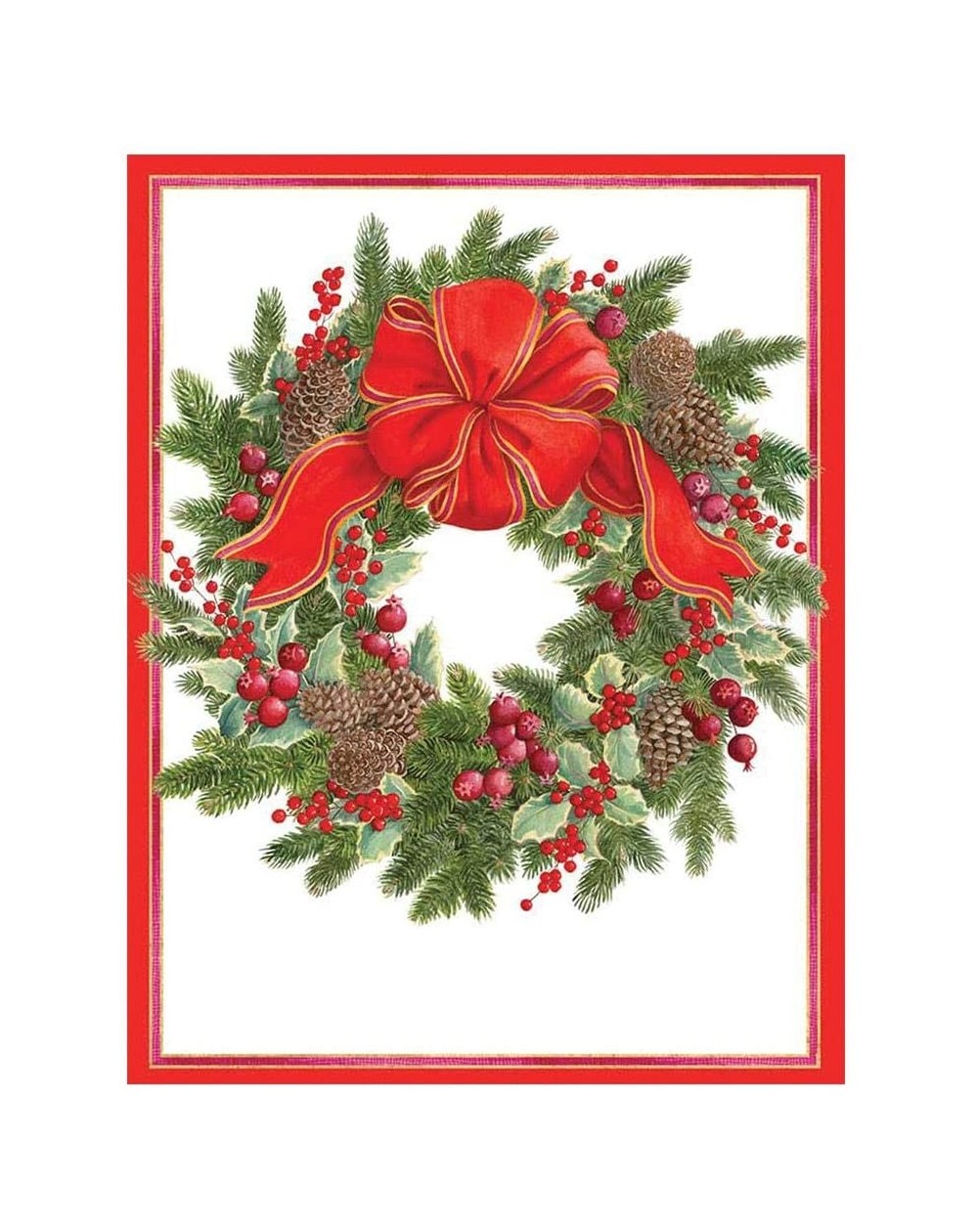 Party Packs Wreath with Greens & Berries Boxed Christmas Cards - 16 Cards & Envelopes - Green and Berries - C212EMARVQ5 $18.76