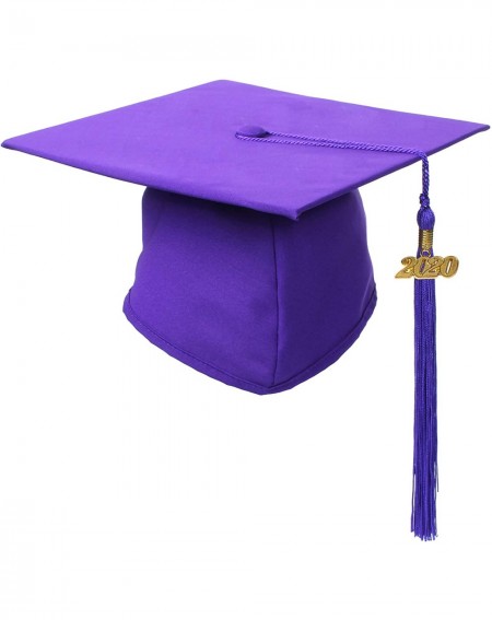 Hats Unisex Matte Graduation Cap and Tassel- Free 2020 Year Charm- Available in 12 Colors - Purple - CS12O2SHOGB $22.68
