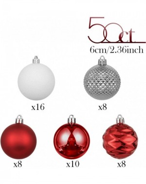 Ornaments 50ct 60mm Red White Shatterproof Christmas Ball Ornaments Decoration-Themed with Tree Skirt(Not Included) - CO18NL3...