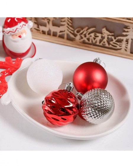 Ornaments 50ct 60mm Red White Shatterproof Christmas Ball Ornaments Decoration-Themed with Tree Skirt(Not Included) - CO18NL3...