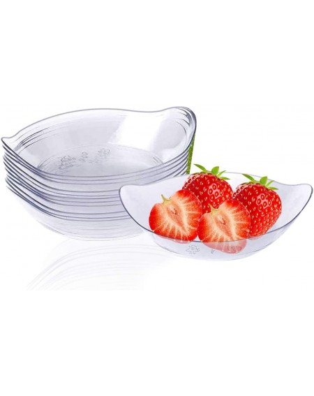 Tableware 50 PCS Mini Dessert Plates- 3-1/8 x 2-5/8 Inches Clear Disposable Plastic Tray- Perfect for Party or holidays - C01...