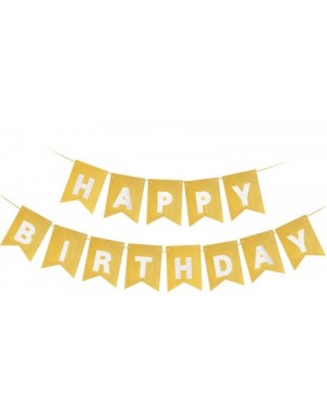 Banners Gold Happy Birthday Banner Silver Letters with-Swallowtail Flag Happy Birthday banner for Kids Adult Birthday - CH19C...