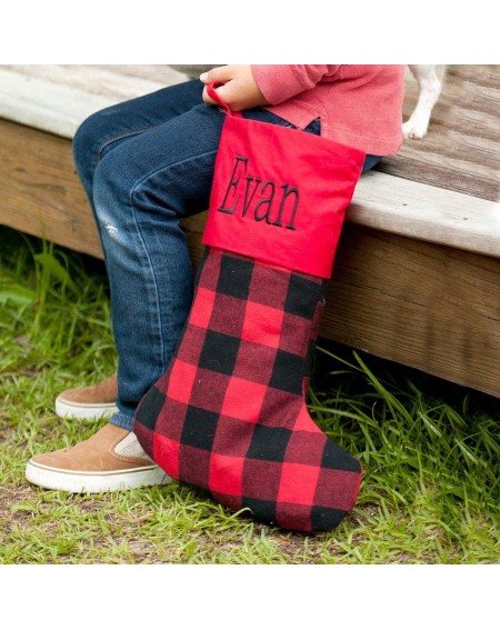 Stockings & Holders 16.5 inch Christmas Stocking (Red Buffalo Check- Personalized) - Red Buffalo Check - CS18HAA0385 $21.63