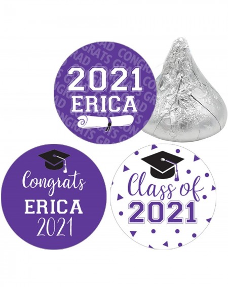 Favors Personalized Graduation Party Favor Stickers - 180 Labels (Purple) - Purple - CT1964GC0Z4 $10.79