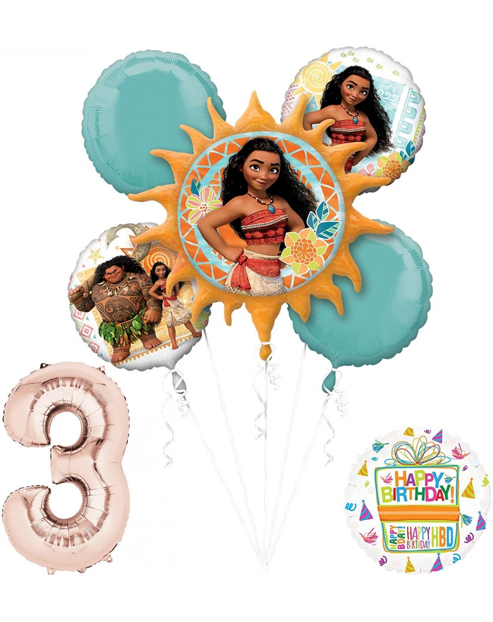 Balloons Moana 3rd Birthday Party Supplies and Princess Balloon Bouquet Decorations - C11897YQ47T $22.39