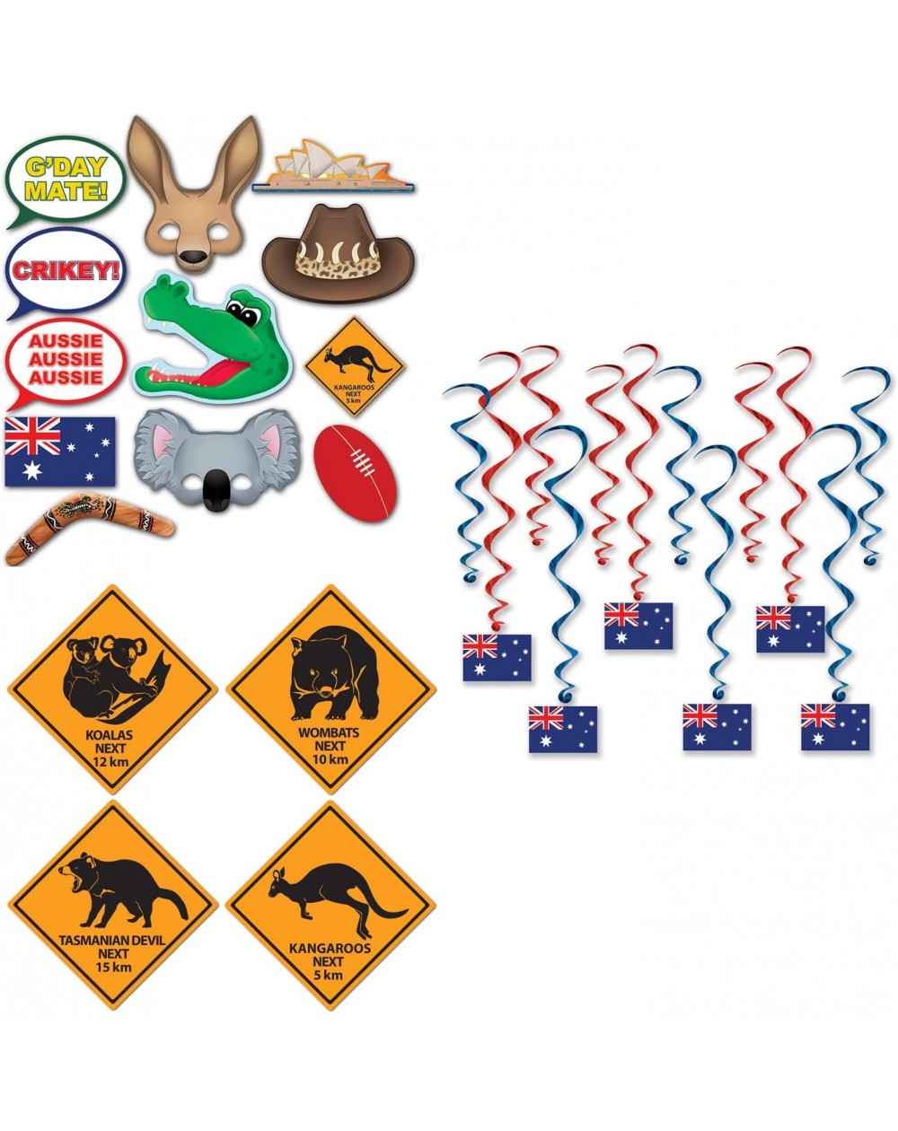 Banners & Garlands Australian Wall Decorations 28 Piece Bundle Outback Roadsigns Flag Whirls Photo Fun Signs - CD193A7QQI9 $1...