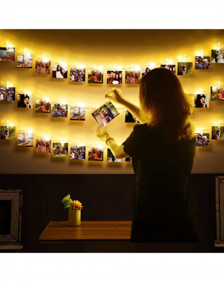 Indoor String Lights Photo Clip String Lights 33 ft Starry Fairy Lights with Remote Control 50 Clips for Hanging Photo Pictur...
