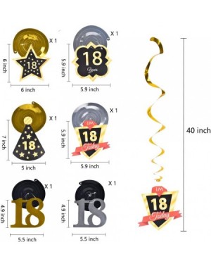 Centerpieces Ushinemi 18th Birthday Party Decorations- 18 Birthday Hanging Swirl Streamers Decor- Gold Silver and Black- 16pc...