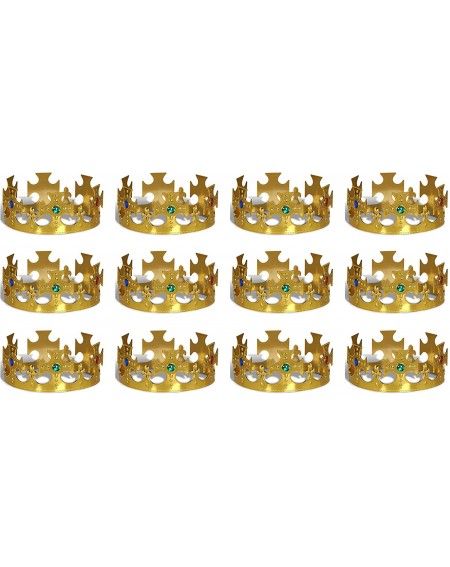 Hats 60250-GD 12-Pack Gold Plastic Jeweled King's Crown - C311HVJWIZZ $61.59