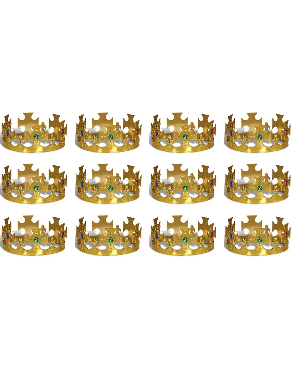 Hats 60250-GD 12-Pack Gold Plastic Jeweled King's Crown - C311HVJWIZZ $29.56