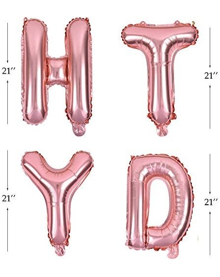 Balloons Rose Gold Happy Birthday Banner Balloons- 16 Inch Mylar Foil Letters Balloons Banner Reusable Ecofriendly Materialfo...
