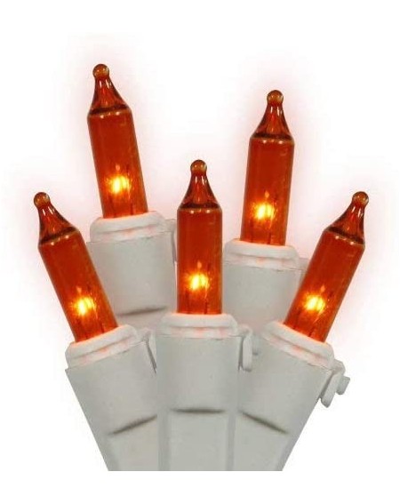 Indoor String Lights 50 Light Amber Mini Light Set on White Wire - Amber - C1116DKKWFB $13.23