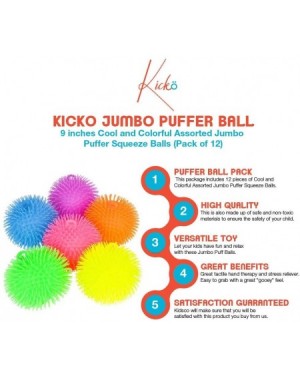 Party Favors Jumbo Puffer Ball - 9 inches Cool and Colorful Assorted Jumbo Puffer Squeeze Balls - Pack of 6 - Great Party Giv...
