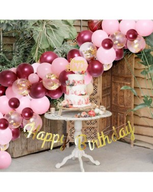 Balloons Burgundy Pink Balloon Garland Kit Birthday Party Decorations Gold Happy Birthday Banner for Women Wine Red Balloon A...