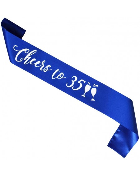 Favors Blue Cheers to 35 Years Birthday sash- Men or Woman 35th Birthday Gifts Party Supplies- Royal Blue Party Decorations -...