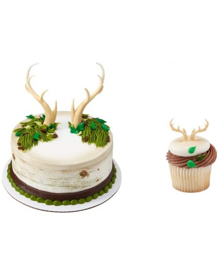 Cake & Cupcake Toppers Deer Antlers Cake Topper & 12 Pack Deer Antler Cupcake Rings - C018O46683U $25.72