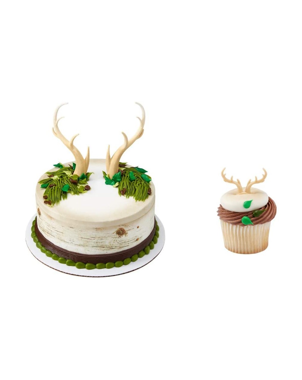 Cake & Cupcake Toppers Deer Antlers Cake Topper & 12 Pack Deer Antler Cupcake Rings - C018O46683U $10.02