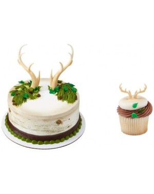 Cake & Cupcake Toppers Deer Antlers Cake Topper & 12 Pack Deer Antler Cupcake Rings - C018O46683U $10.02