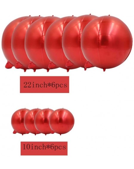 Balloons Large 22inch Shiny Red Orbz Balloons Decorations-360 Degree Round Balloons 4D Sphere Mylar Foil for Baby Shower-Wedd...