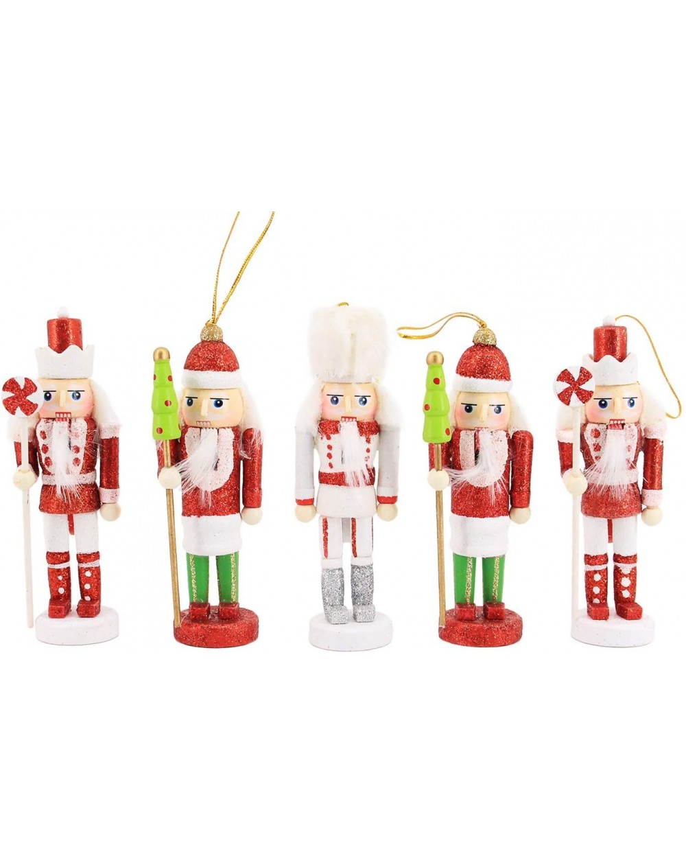 Ornaments Set of 5 Christmas Wooden Nutcracker Soldier Ornament Decoration for Home - Christmas Tree Soldier - CN18LQ74UWD $3...