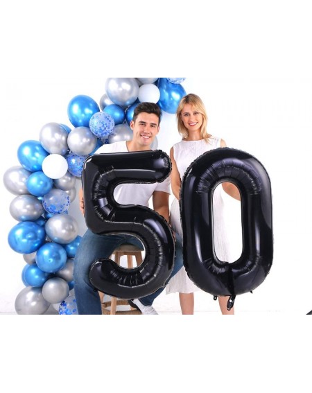 Balloons 40 Inch Black 50 Number Foil Balloon 50th Birthday Party Supplies Anniversary Events Graduation Decorations - 50 - C...