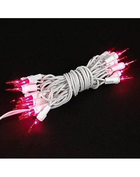Indoor String Lights 20 Light Pink Christmas Craft Mini Light Set- Non-Connectable- White Wire- 8' Long - Pink - CJ12I76O0S3 ...